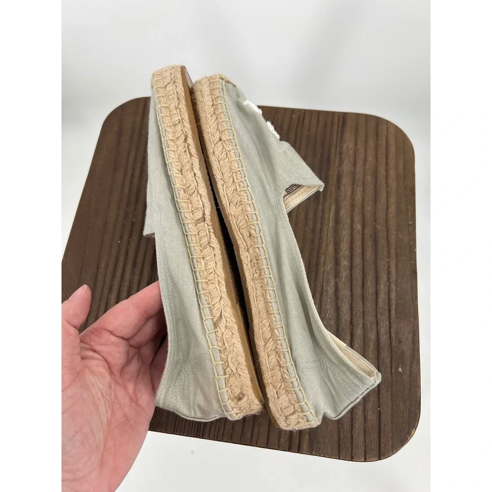 Soludos La Vie En Rose Espadrilles Sage Green Canvas Smoking Slippers 9.5